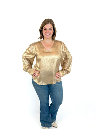 Gold Shimmery Long Sleeve Top - SLS Wares