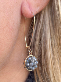 Grey Beaded Ball Hoop Earrings - SLS Wares