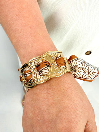 Hammered Gold Scarf Cuff Bracelet - SLS Wares
