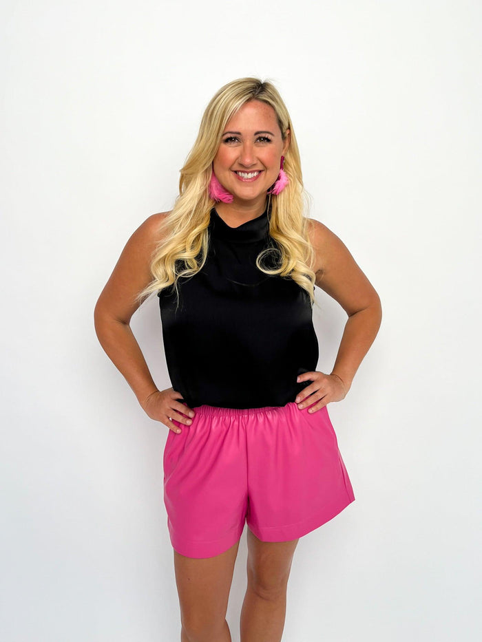 Hot Pink Faux Leather Shorts - SLS Wares