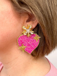Hot Pink Heart Burst Earrings - SLS Wares