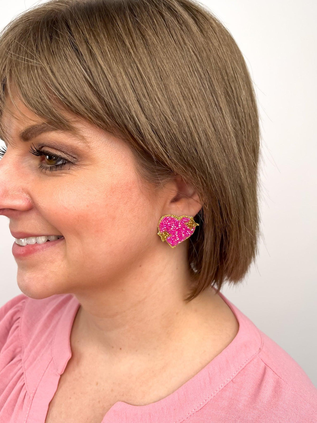 Hot Pink Heart Stud Earrings - SLS Wares