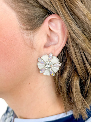 Iridescent Rhinestone Burst Stud Earrings - SLS Wares