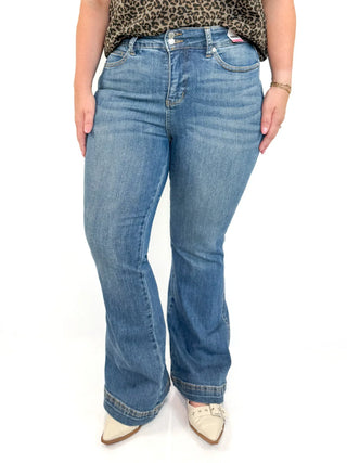 Judy Blue Tummy Control Double Button Flare Jeans - SLS Wares