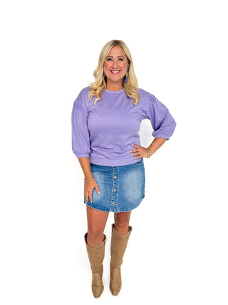 Lavender 3/4 Sleeve Sweatshirt Top - SLS Wares