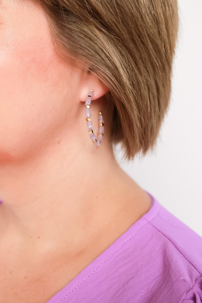 Lavender & Gold Cubed Hoop Earrings - SLS Wares