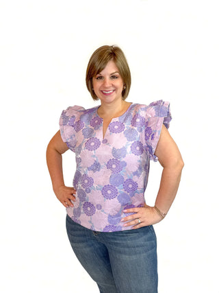 Lavender Floral Jacquard Top - SLS Wares