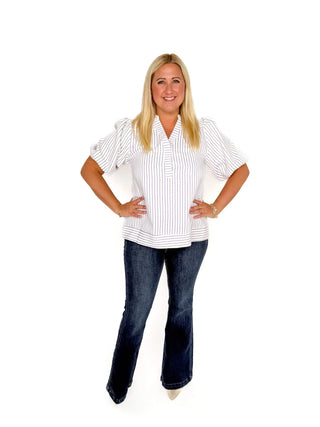 Lilac & White Striped Top - SLS Wares