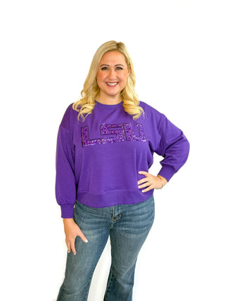 LSU Purple Rhinestone Sweatshirt - SLS Wares