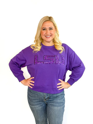 LSU Purple Rhinestone Sweatshirt - SLS Wares