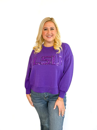 LSU Purple Rhinestone Sweatshirt - SLS Wares