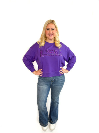 LSU Purple Rhinestone Sweatshirt - SLS Wares
