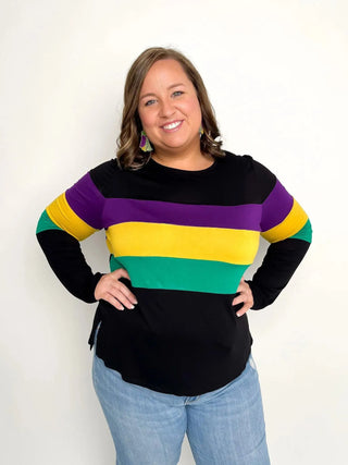 Mardi Gras Black Stripe Top - SLS Wares
