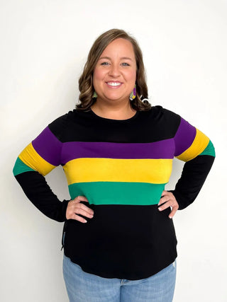 Mardi Gras Black Stripe Top - SLS Wares