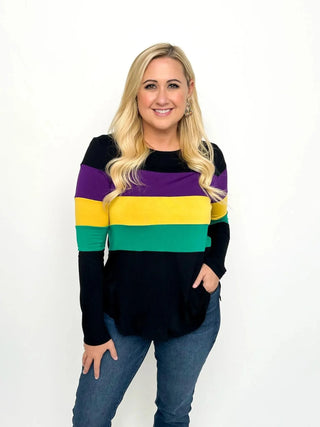 Mardi Gras Black Stripe Top - SLS Wares