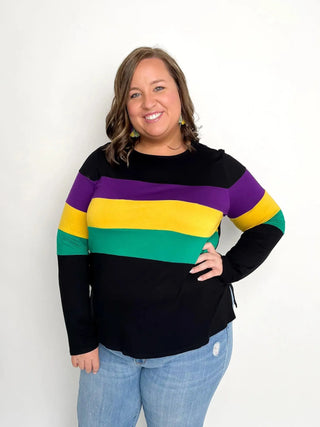 Mardi Gras Black Stripe Top - SLS Wares