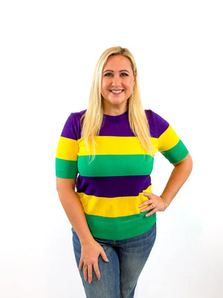 Mardi Gras Color Block Sweater Top - SLS Wares