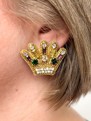 Mardi Gras Crown Stud Earrings - SLS Wares