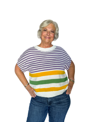 Mardi Gras Dolman Sleeve Striped Top - SLS Wares