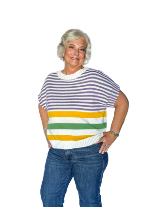 Mardi Gras Dolman Sleeve Striped Top - SLS Wares
