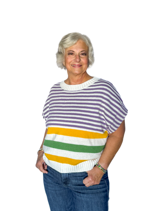 Mardi Gras Dolman Sleeve Striped Top - SLS Wares
