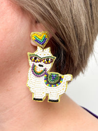 Mardi Gras Llama Earrings - SLS Wares