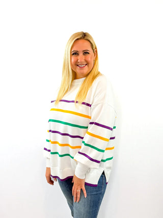 Mardi Gras Long Sleeve Striped Sweater - SLS Wares