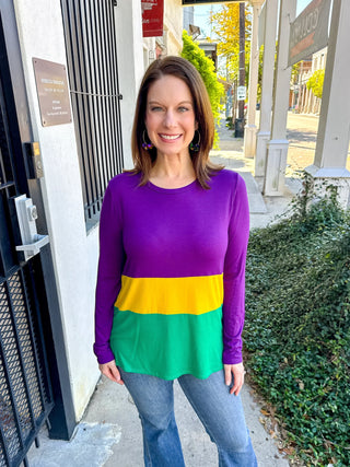 Mardi Gras Purple Color Block Top