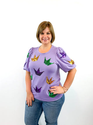 Mardi Gras Purple Sequin Crown Top - SLS Wares