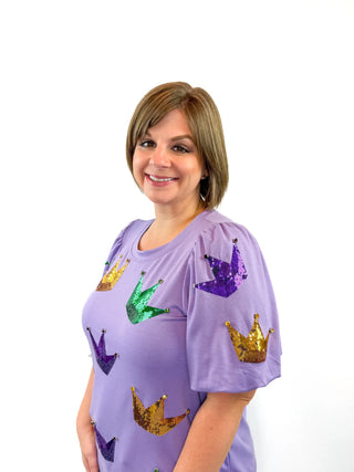 Mardi Gras Purple Sequin Crown Top - SLS Wares