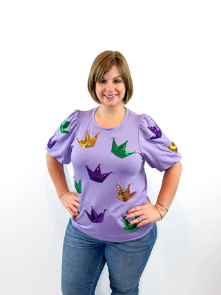 Mardi Gras Purple Sequin Crown Top - SLS Wares