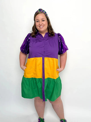 Mardi Gras Sequin Sleeve Dress - SLS Wares