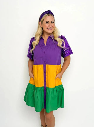 Mardi Gras Sequin Sleeve Dress - SLS Wares