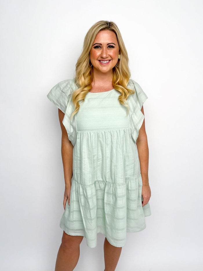 Mint Flutter Sleeve Dress - SLS Wares