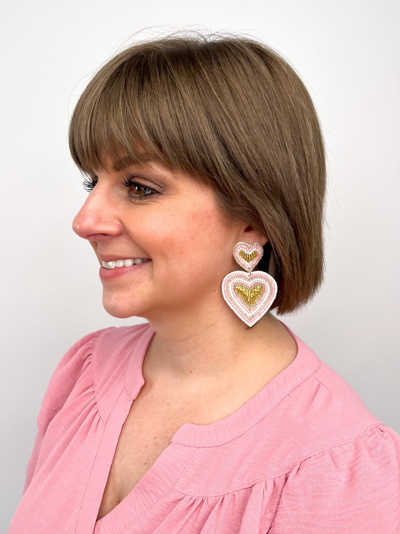 Pink & Gold Heart Earrings - SLS Wares