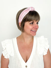 Pink & White Sequined Stripe Headband - SLS Wares