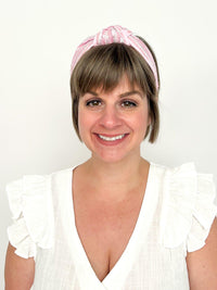 Pink & White Sequined Stripe Headband - SLS Wares