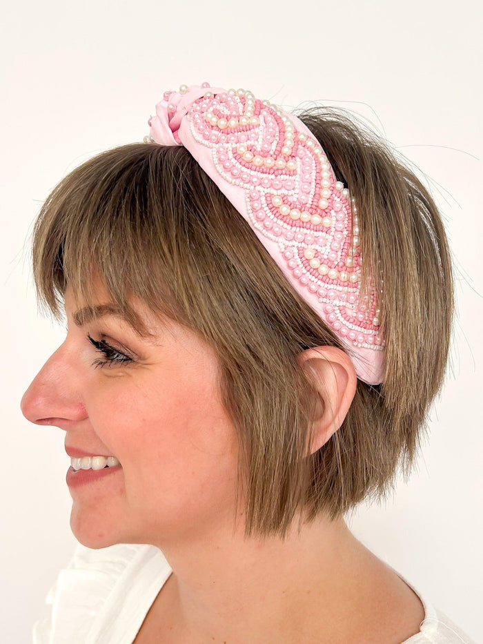 Pink Beaded Headband - SLS Wares