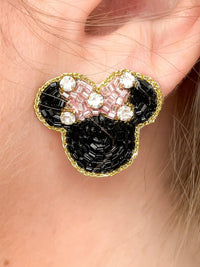Pink Bow Mouse Stud Earrings - SLS Wares