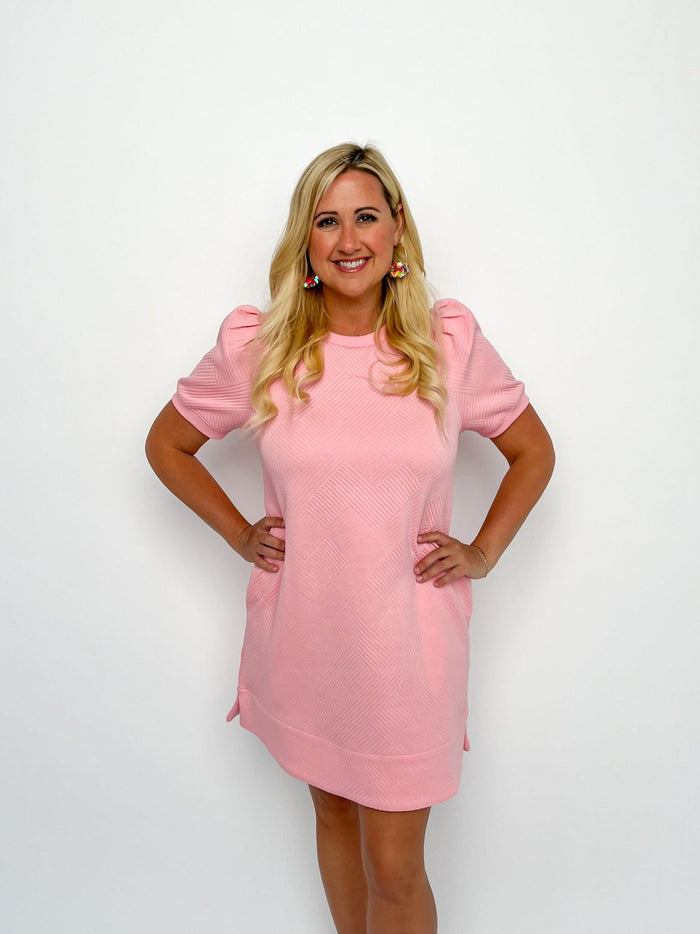 Pink Embossed Textured Dress - SLS Wares