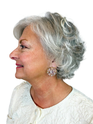 Pink Rhinestone Burst Statement Stud Earrings - SLS Wares