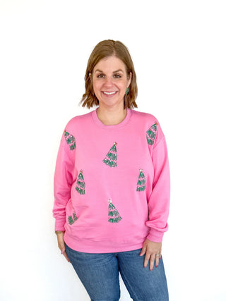 Pink Rhinestone Tree Sweatshirt - SLS Wares
