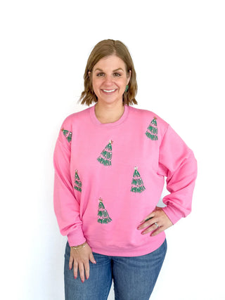Pink Rhinestone Tree Sweatshirt - SLS Wares