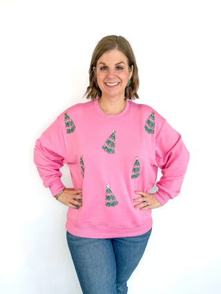 Pink Rhinestone Tree Sweatshirt - SLS Wares