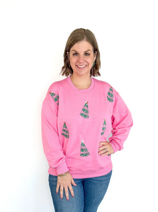 Pink Rhinestone Tree Sweatshirt - SLS Wares