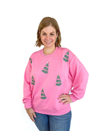 Pink Rhinestone Tree Sweatshirt - SLS Wares