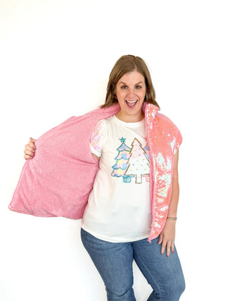 Pink Sequin Puffer Vest - SLS Wares