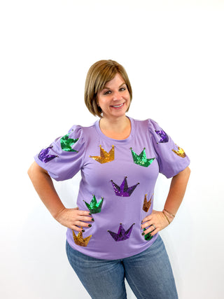 Mardi Gras Purple Sequin Crown Top Try On Video - SLS Wares