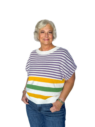 Mardi Gras Striped Dolman Sleeve Top Try On Video - SLS Wares