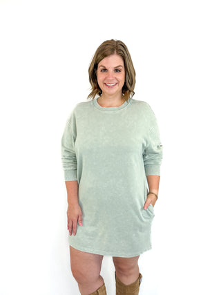 Sage Green Sweatshirt Dress Try On Video - SLS Wares